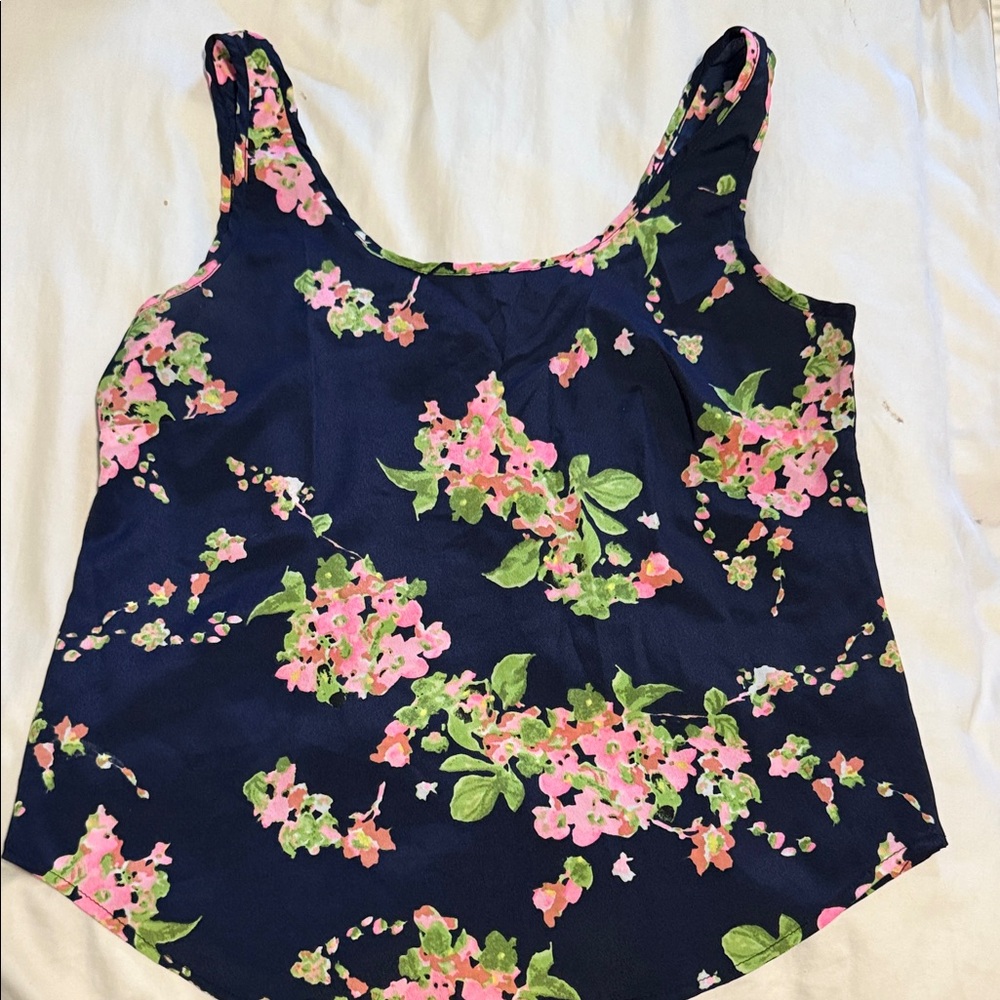Floral Navy Sleeveless Tank Top